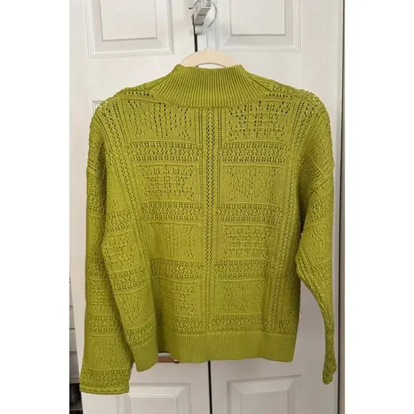 Club Monaco Pointelle Stitch Sweater Greenvert XS NWT Open Knit Lightweight - Picture 6 of 7